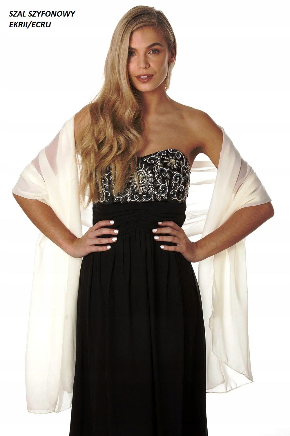 SZAL NA SUKNIE , SUKIENKE- EKRII , KREMOWY-WYPRZEDAŻ -46 x 148 cm Marka inna