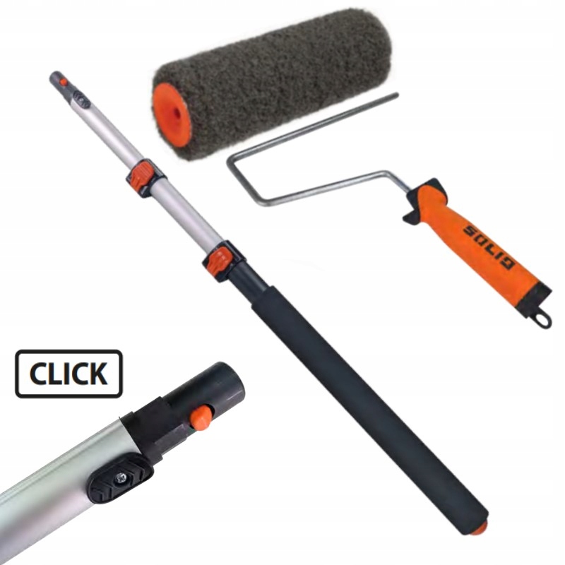 Solid Premium Zestaw Do Gładzi Rączka+ Wałek 18cm+ Kij Teleskop Click 1,2m