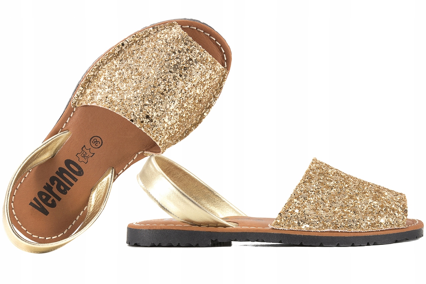 Verano 2275 Dámské Sandály Španělské Kůže/brokát zlaté 41