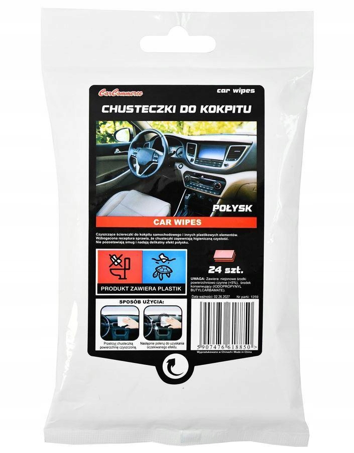 Nabłyszczające Chusteczki Ściereczki do kokpitu deski rozdzielczej 24 szt