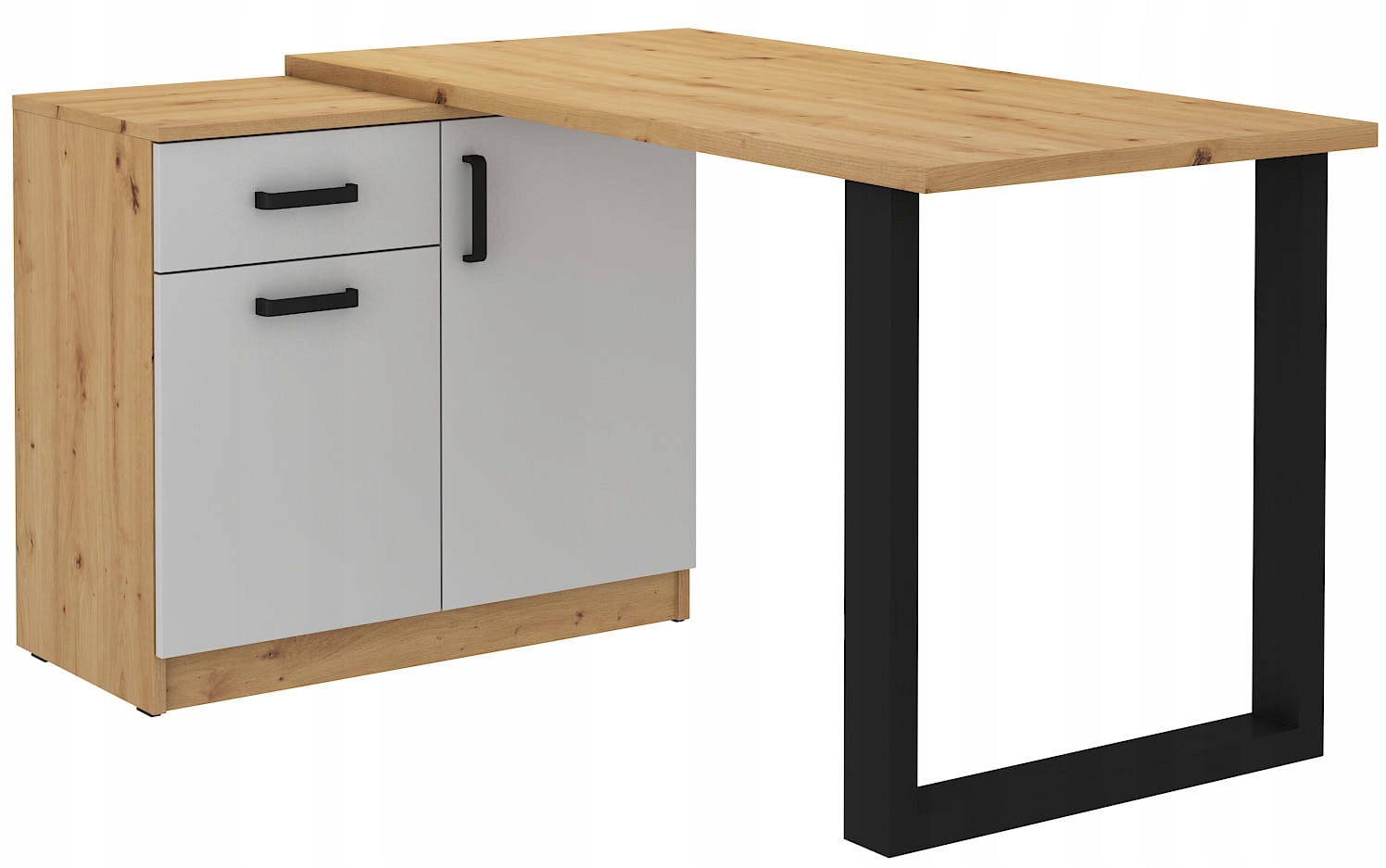 Psací stůl s komodou 138 x 67 cm Malta Šedá/Dub Artisan