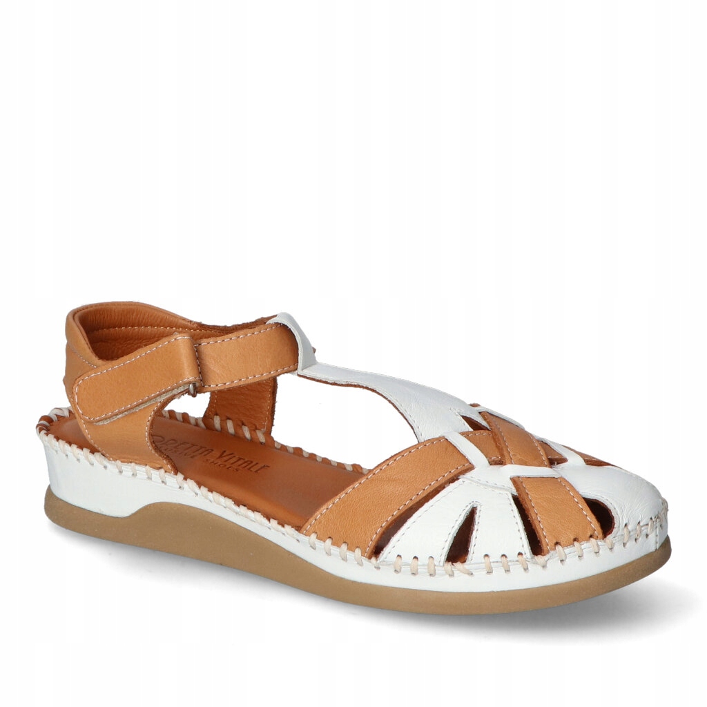 Dámské sandály Na Suchý Zip Loretta Vitale Bílé/Hnědé Přírodní kůže 39