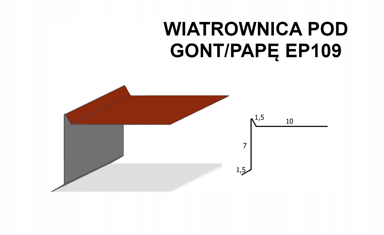 

Wiatrownica gont bitumiczny EP109 ceglasta 8004