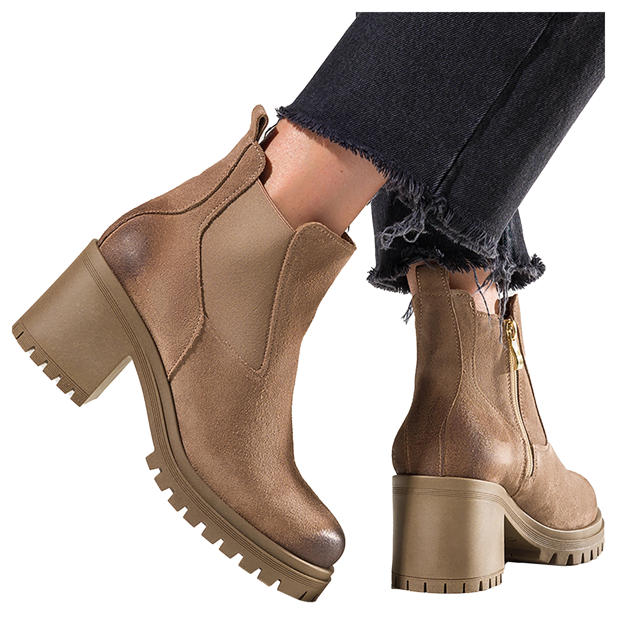 Kotníkové Boty Na Klocku Stabilní Béžové Polský vel. 40