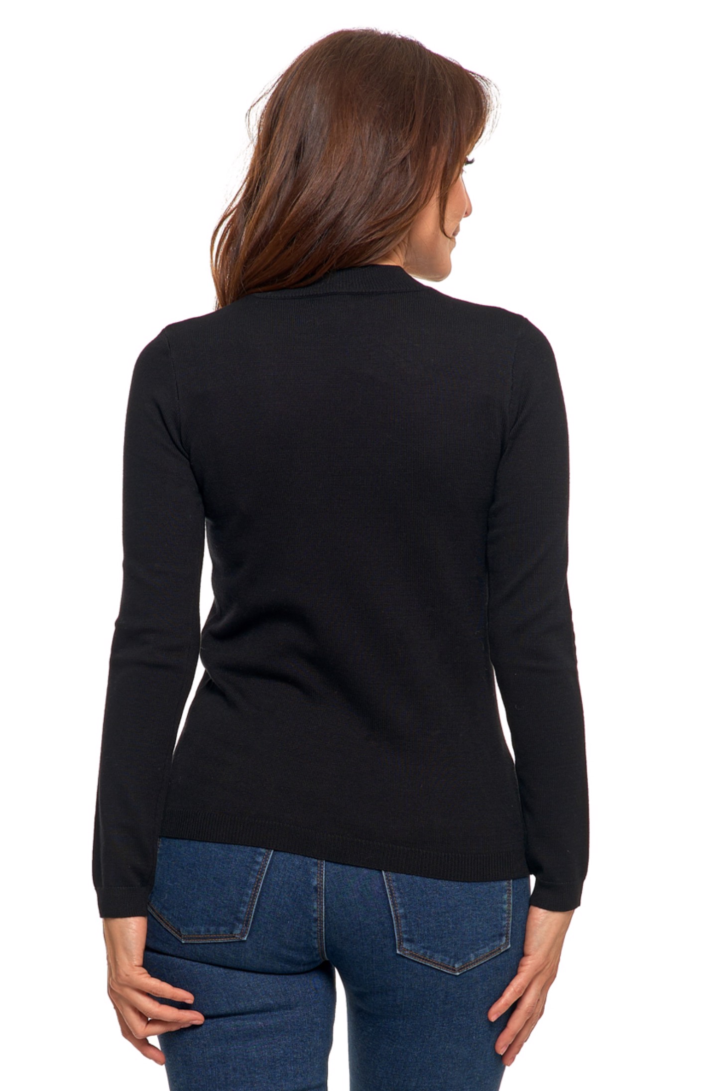 SWETER DLA NIEJ WISKOZA MORAJ GŁADKI BASIC NA CO DZIEŃ BEZ WZORU BLACK L Rozmiar L