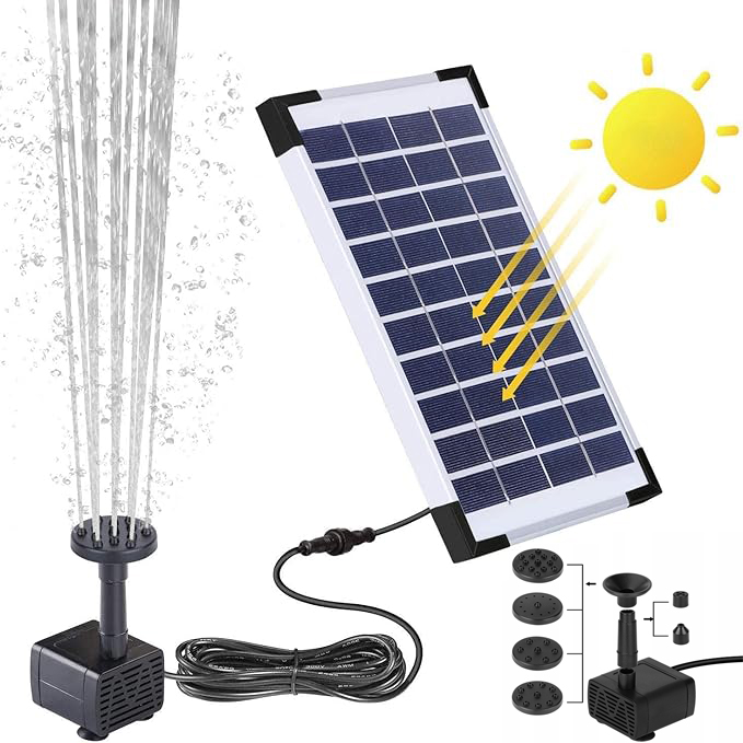 Plovoucí Fontána Jezírková Solární Energie Vodní Čerpadlo 1500 Mah 400 L/h