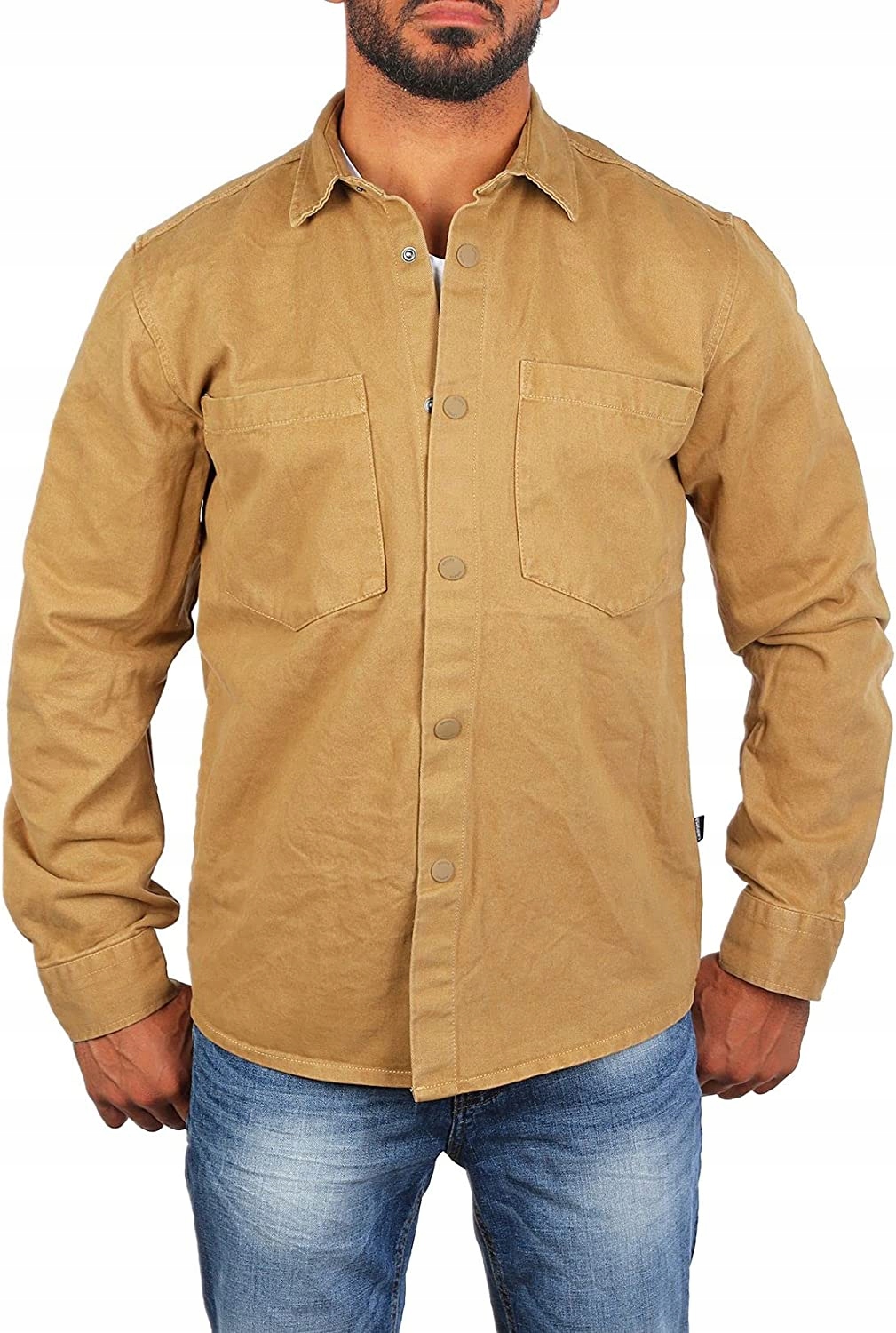 KOSZULA MĘSKA JEANSOWA KIESZONKI CAMEL - M Marka Carisma