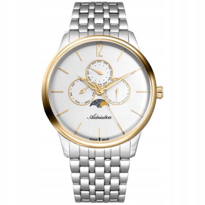 Stříbrné pánské hodinky Adriatica Moonphase A8269.2153QF