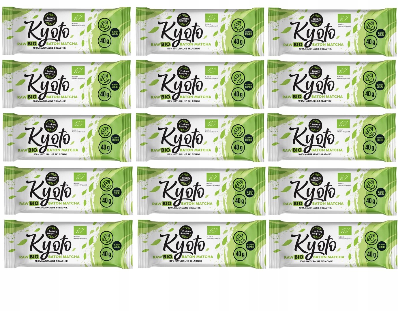 Levně Matcha tyčinka s energií sada 20 x 40 g bio zdravá bez cukru Kyoto vege raw