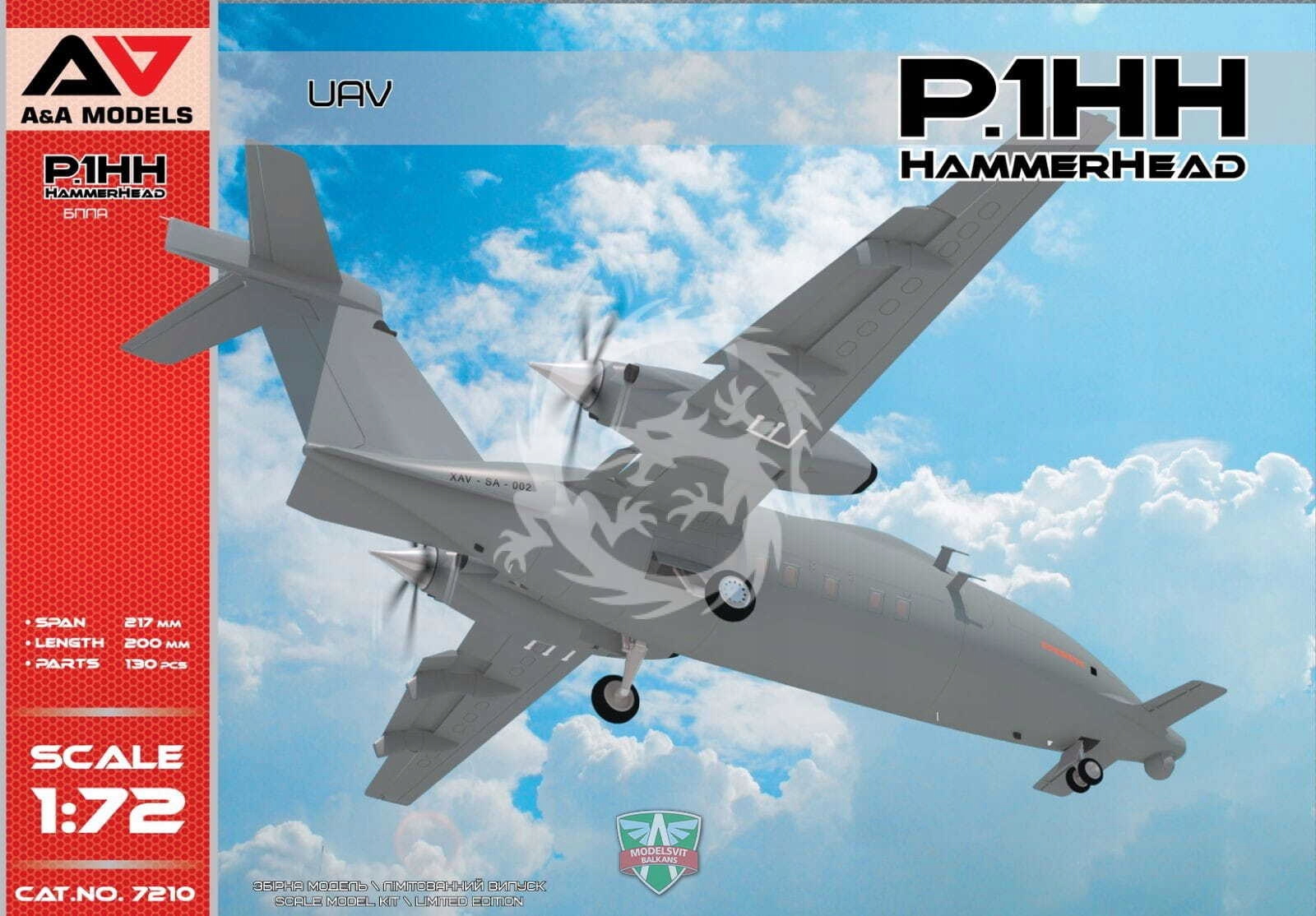 P.1HH HammerHead Uav A&a modely 7210 1/72