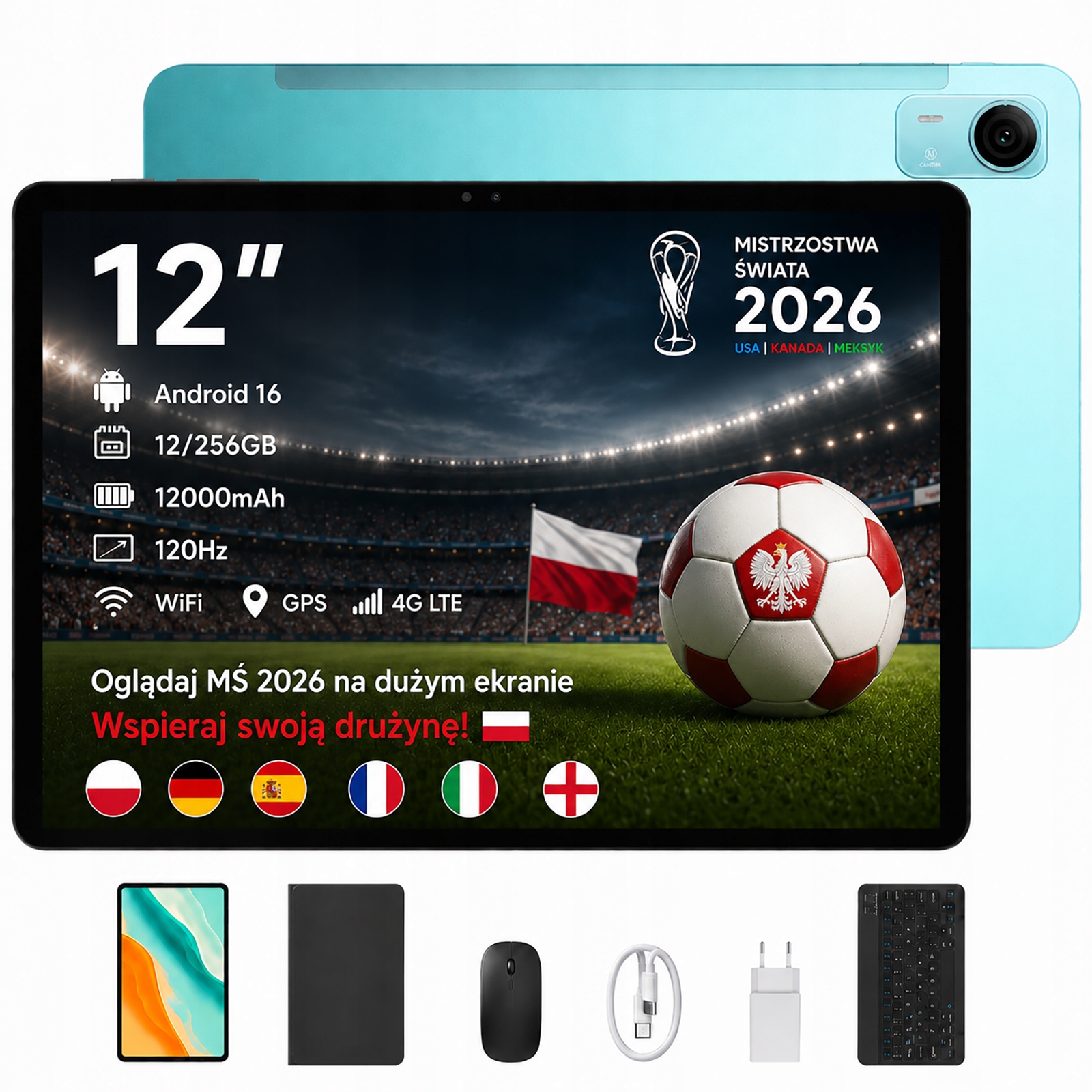 Tablet Pockam P12PRO 12" Android16 12/256GB 12000mAh 120Hz WiFi Gps 4G Lte