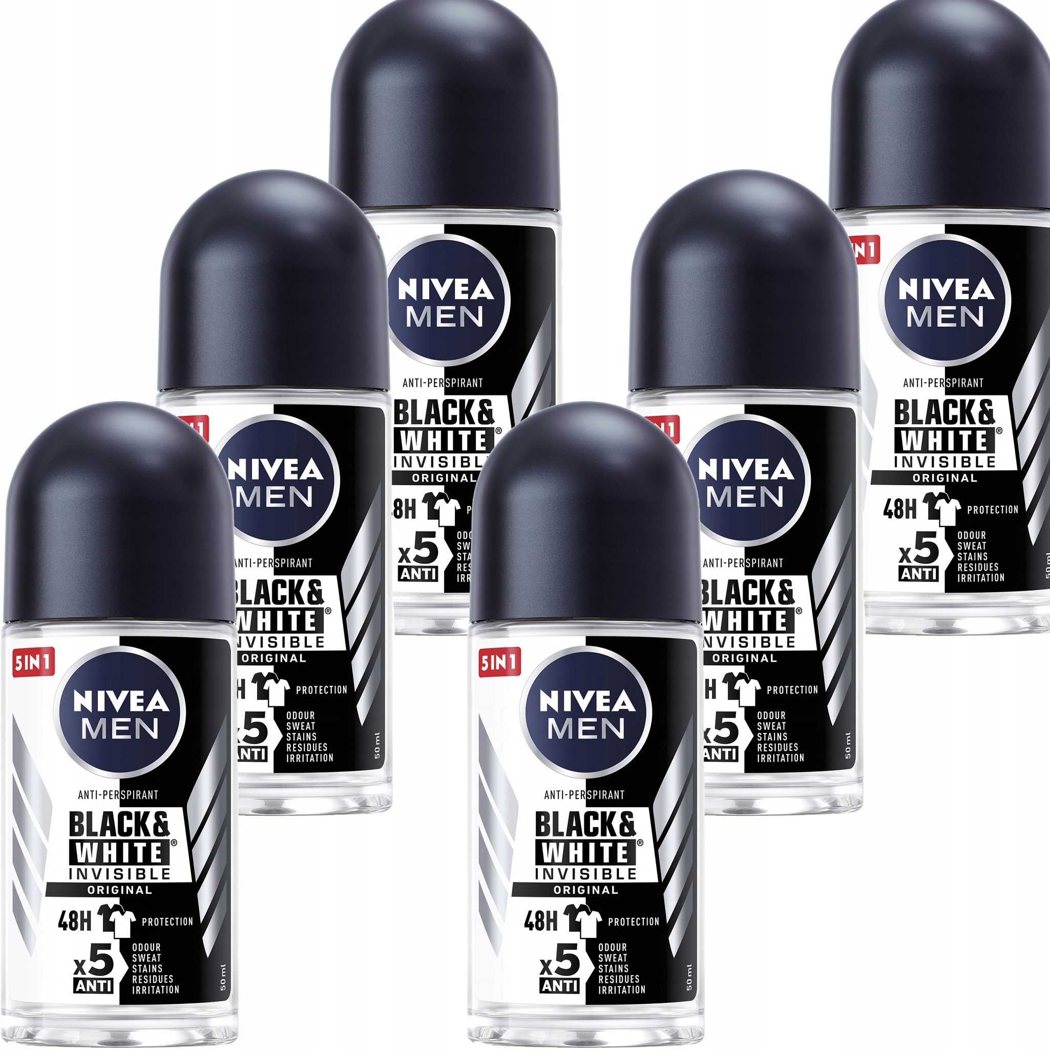 

Nivea Antyperspirant Men Black&White 6x50ml