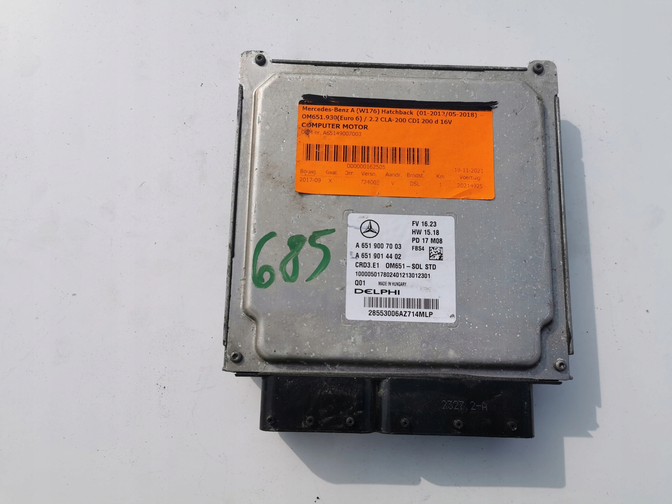 MERCEDES A-KLASA 2.2CDI A6519007003 Computer ECU