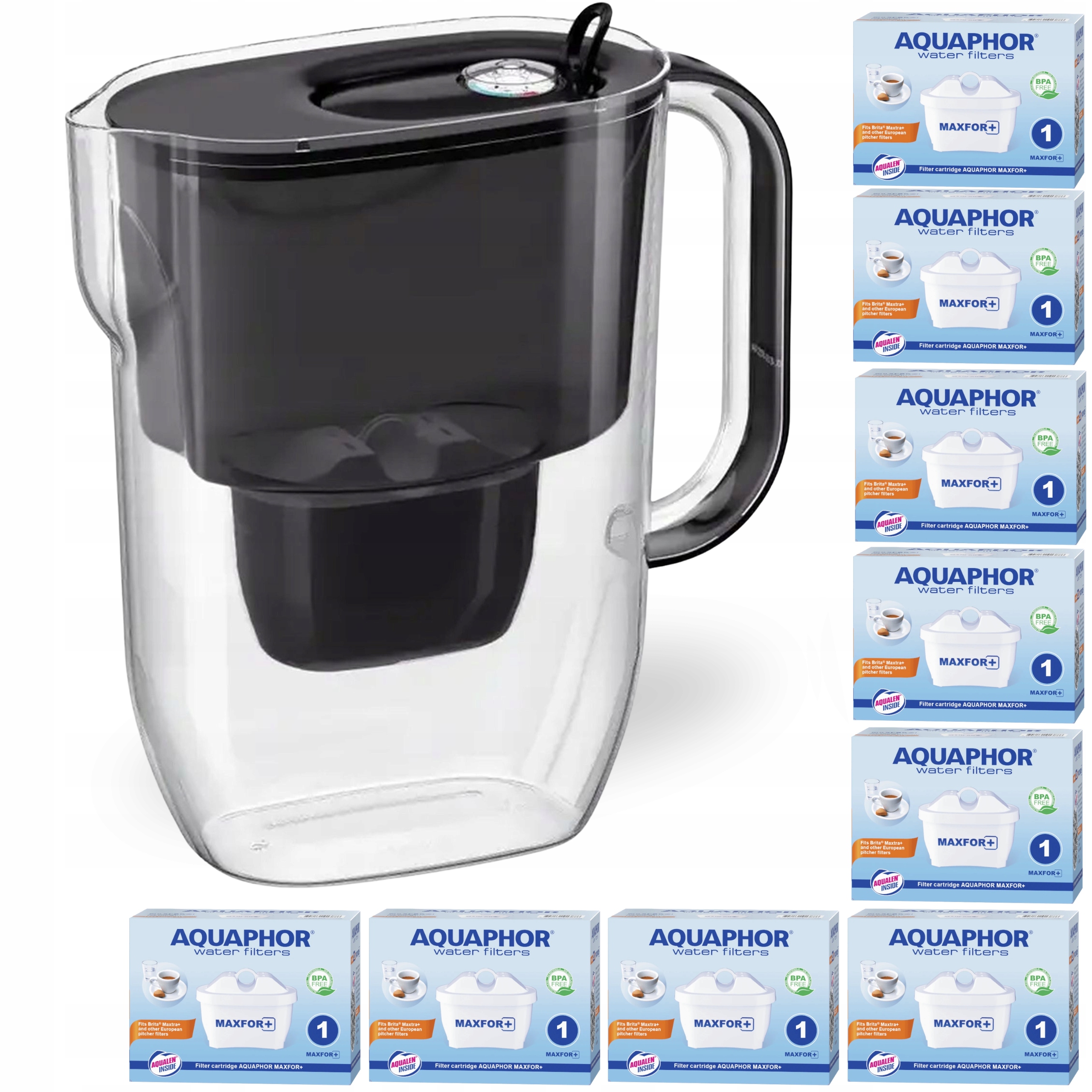 Filtrační konvice na vodu Aquaphor Fresh 3,2L Černá s 10 vložkami Maxfor+