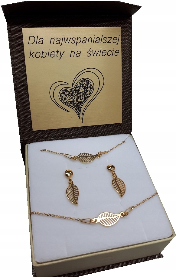 

Komplet złoty 925 Celebrytka Ażur Pudełko+grawer