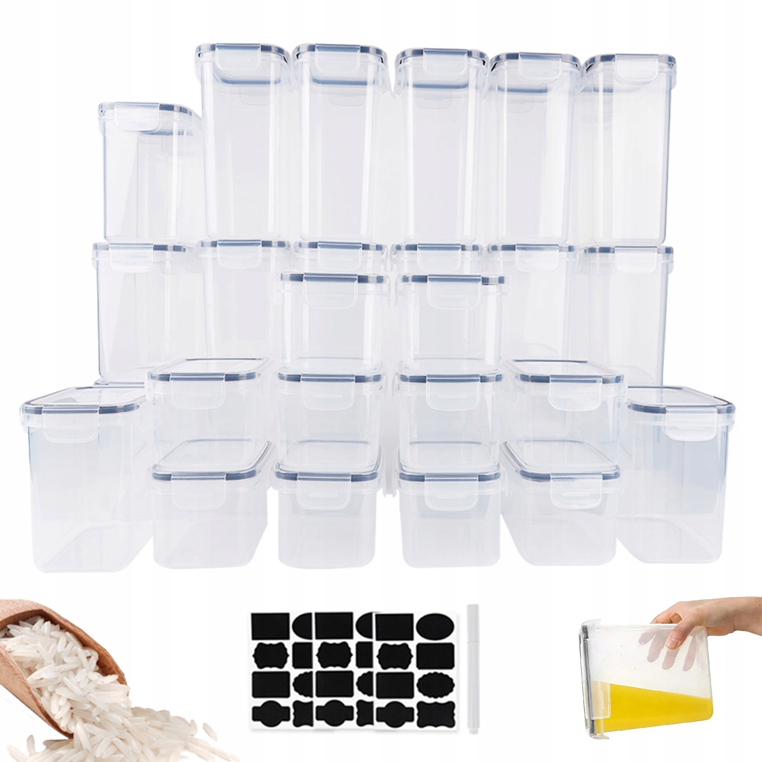 Sada 25 Ks Nádob Na Potraviny Vhodných Pro Skladování Obilovin