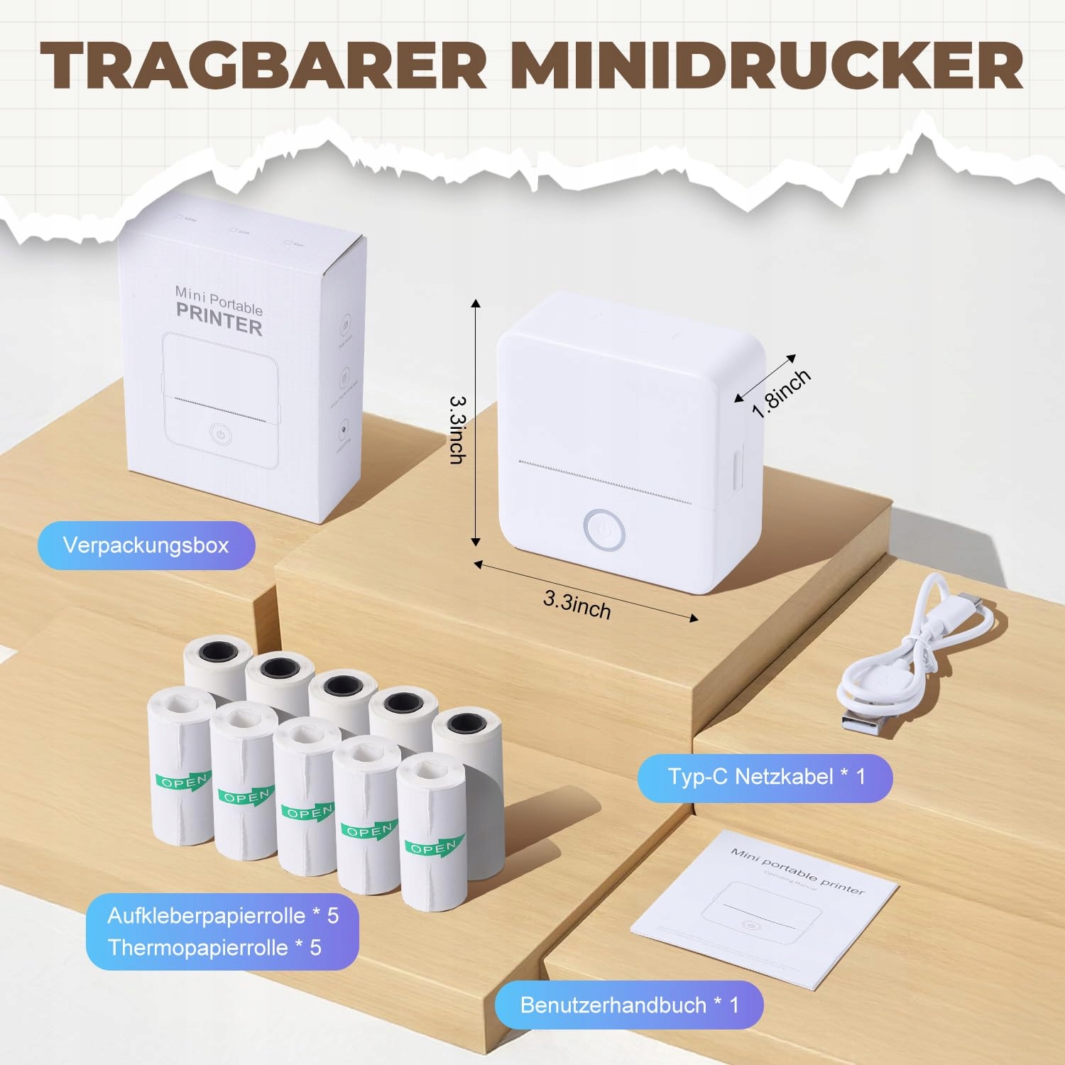 PRAOAHEI Mini Drukarka Termiczna Bluetooth Do Zdjęć i Notatek — miniatura 6