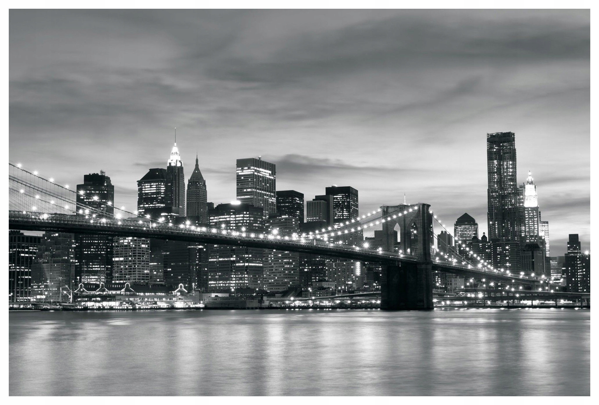 Fototapeta Brooklynský most v noci New York černobílá 300x210 lepidlo