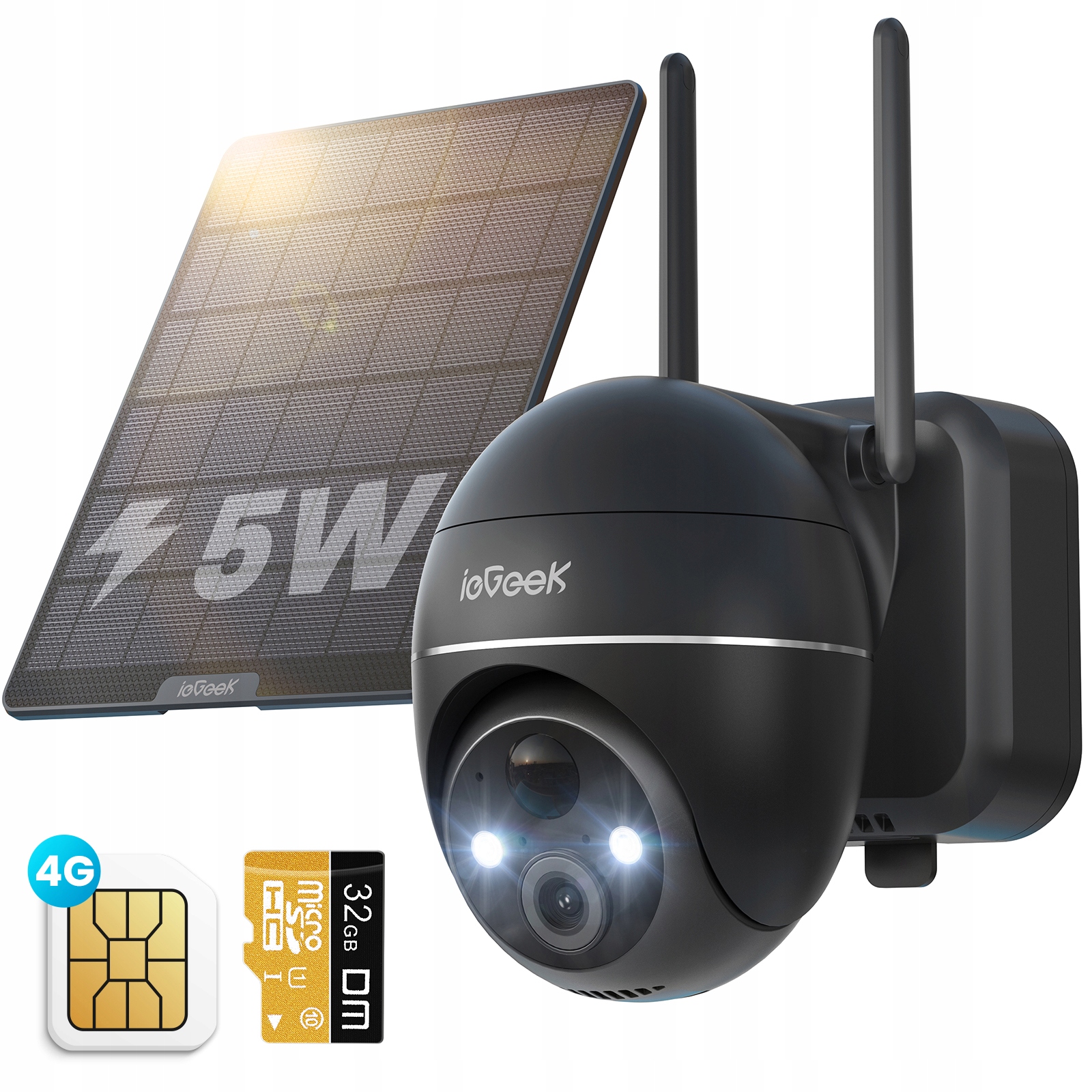 Venkovní solární otočná kamera Gsm 3G 4G Lte Sim 2K 3MP Monitorování 32 Gb