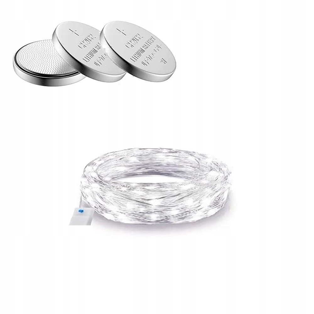 

Lampki Druciki 30 Led Baterie Białe Zimne Światło