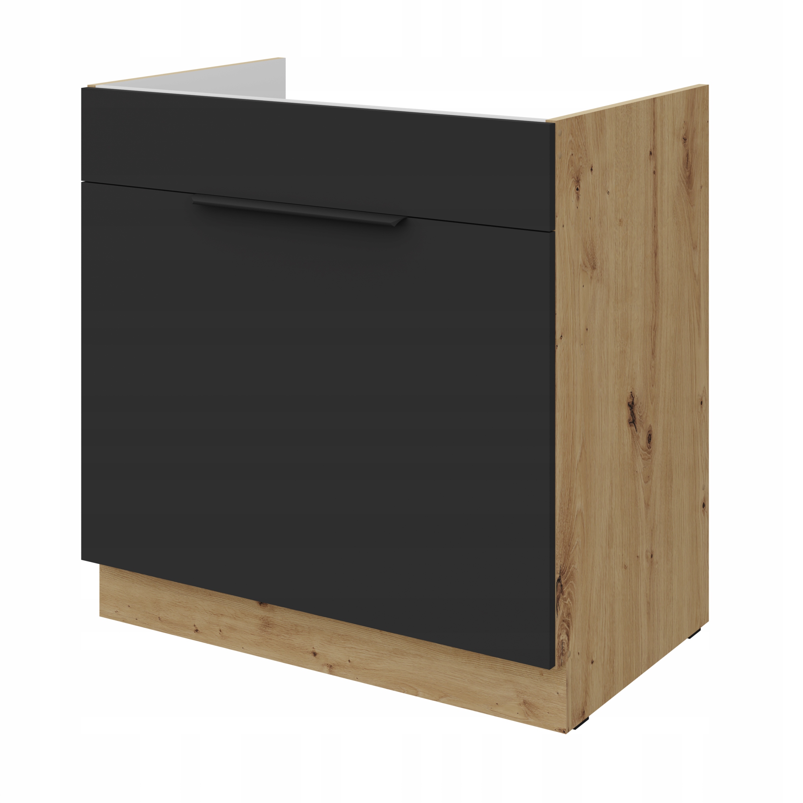Kuchyňská skříňka pod dřez 80 cm, skříňka do kuchyně Dub Artisan Černý matný