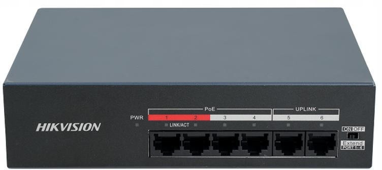 Switch Hikvision DS-XS06-P 4-PORT Poe 10/100 35W Průmyslový