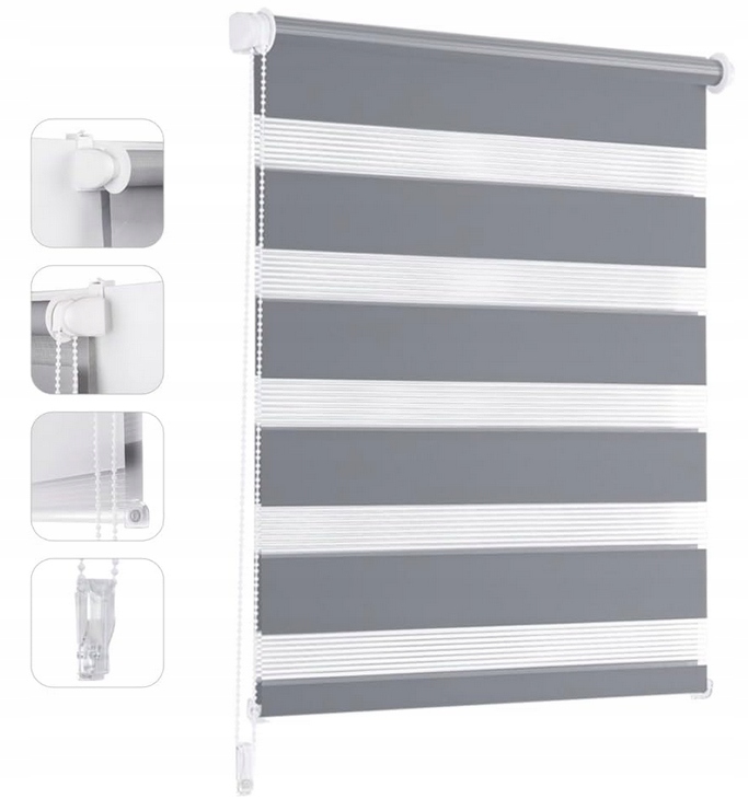 ROLETA SZARA DZIEŃ NOC 55 x 130 cm