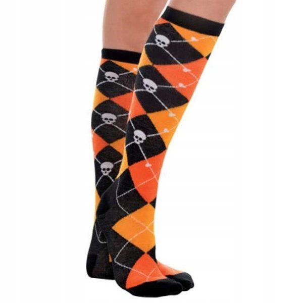 

Skarpety Podkolanówki Czaszki Romby Halloween