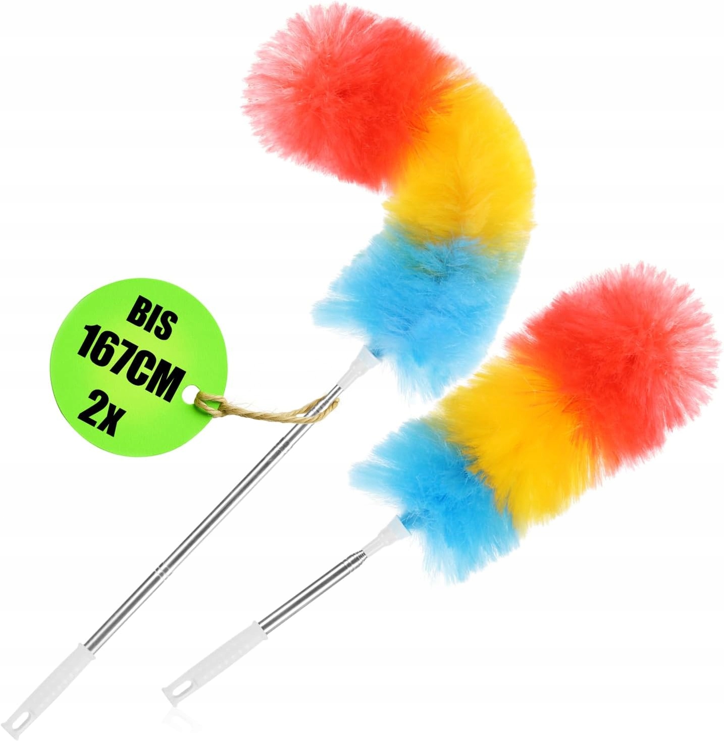 Levně Com-four 2x Teleskopická metla Dlouhá na prach a pavučiny Prachovka