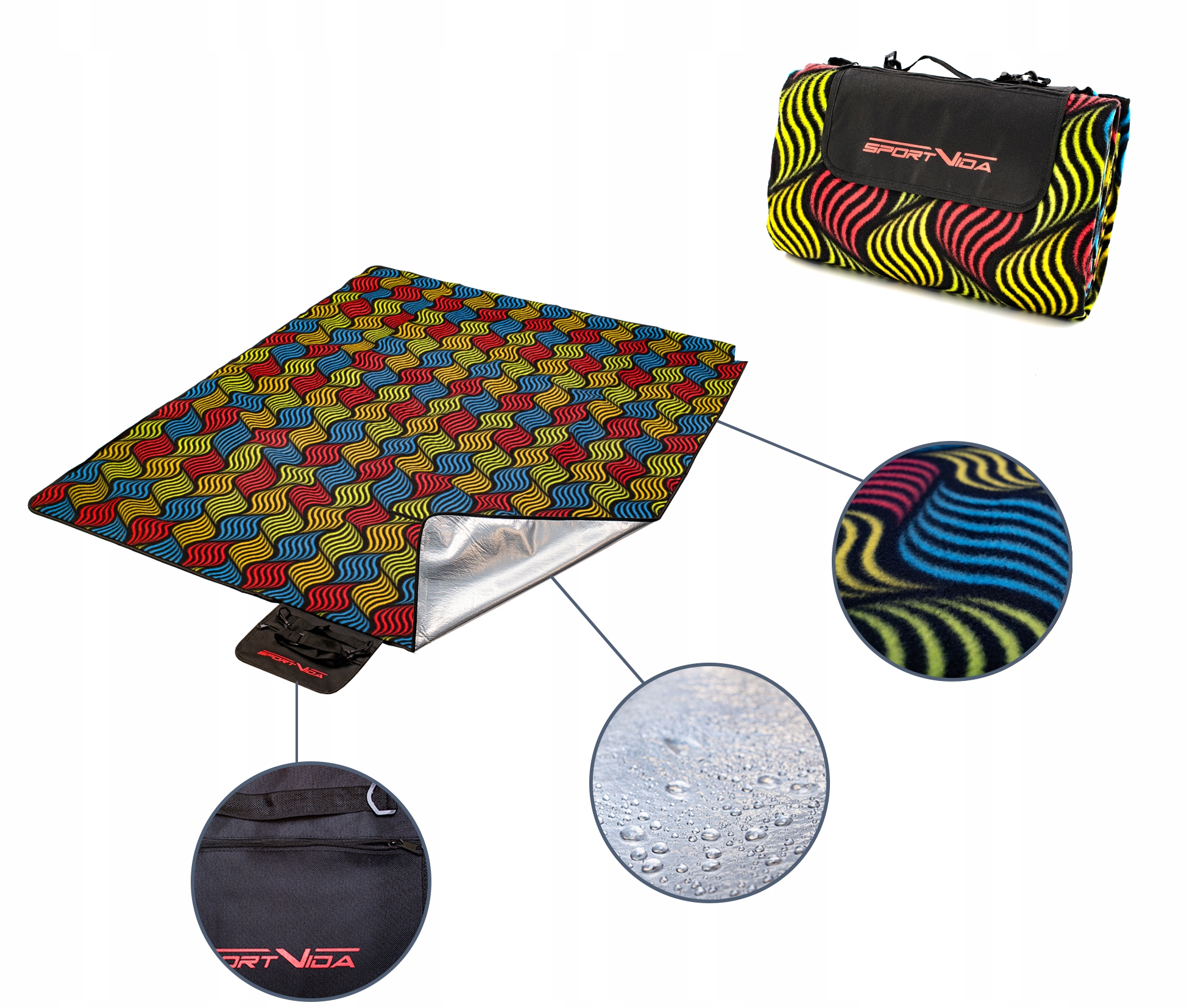 KOC PIKNIKOWY PLAŻOWY MATA Z IZOLACJĄ ALU I KIESZEŃ 150x200cm SPORTVIDA EAN (GTIN) 5903949201024
