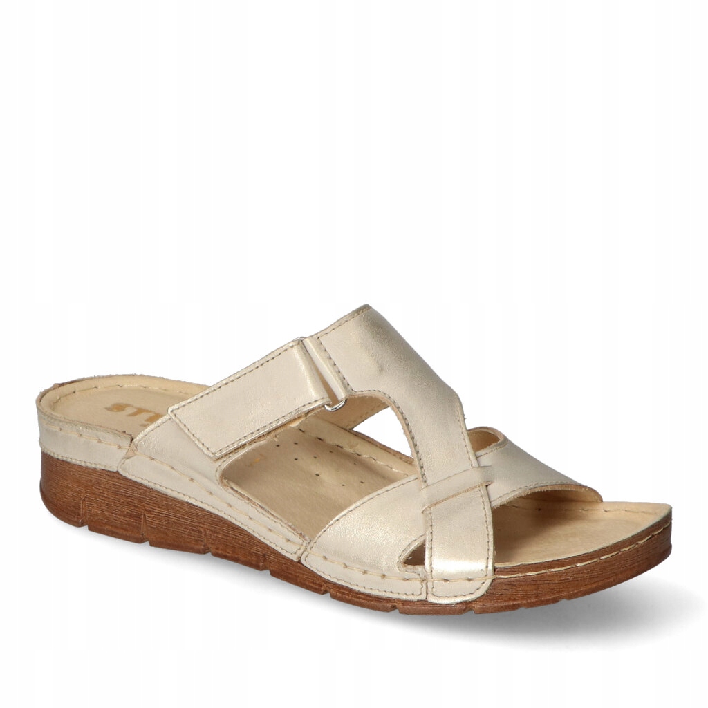 Dámské Nazouváky Stella Béžová/Zlatá Kožené Lícové 39