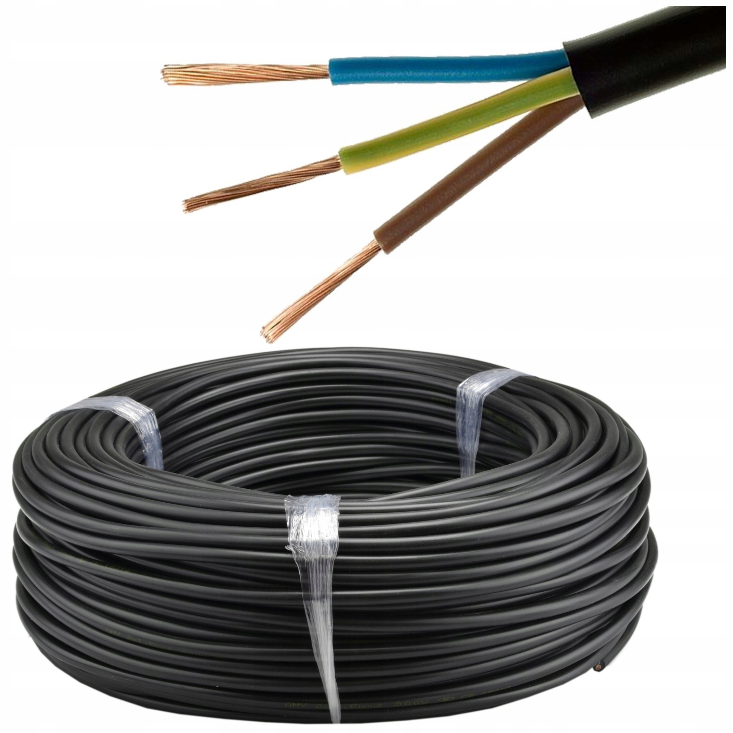 Przewód Kabel Prądowy Linka Omy 3x1,5 Czarny 100m