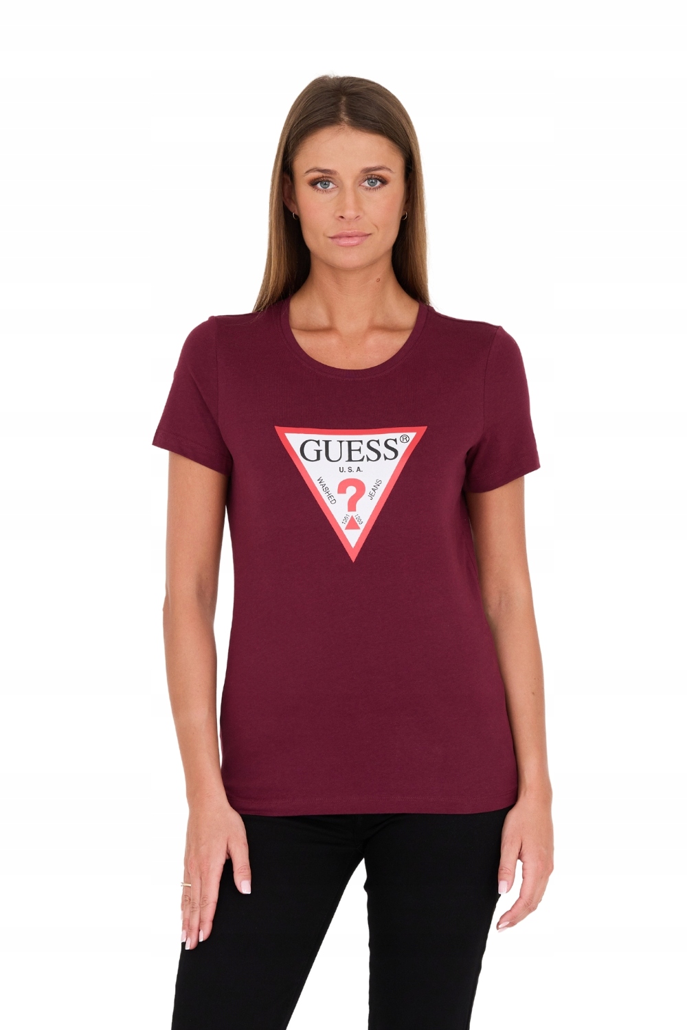 Guess Bordové tričko Original Tee Xs