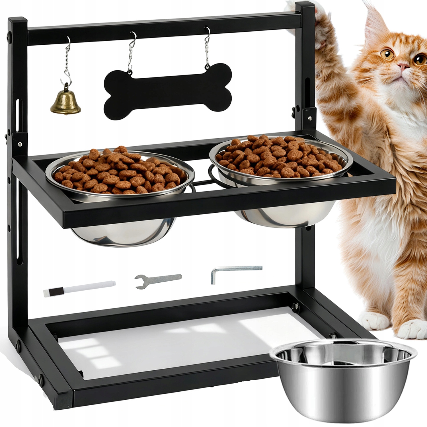 Regulovatelný Stojan Na Krmivo Misky Pro Psa S 2 Miskami Stojící Miska Pro Psa