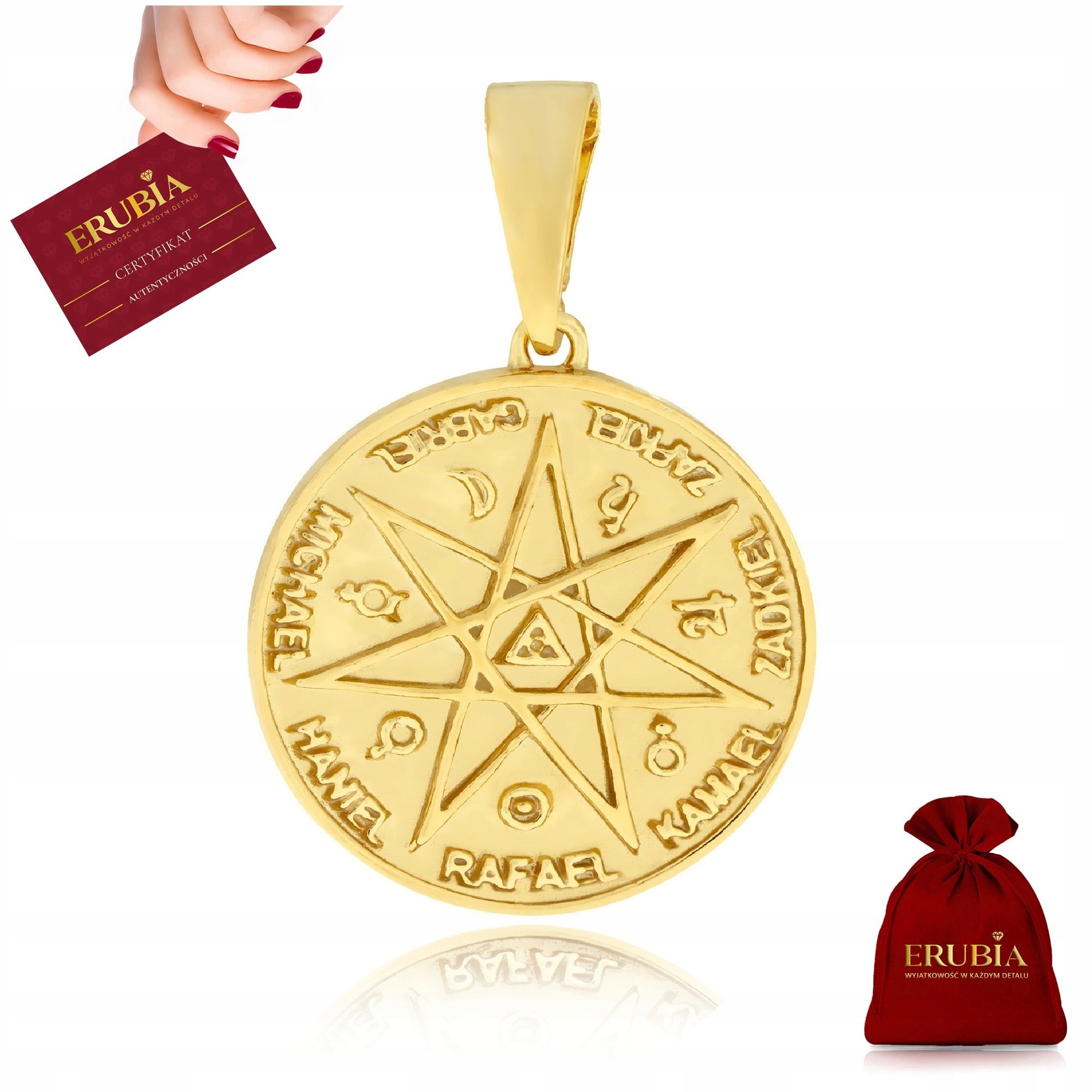 Zlatý Pánský Přívěsek Talisman 7 Archandělů Stříbro Ryzost 925 Pozlacená, Pevný