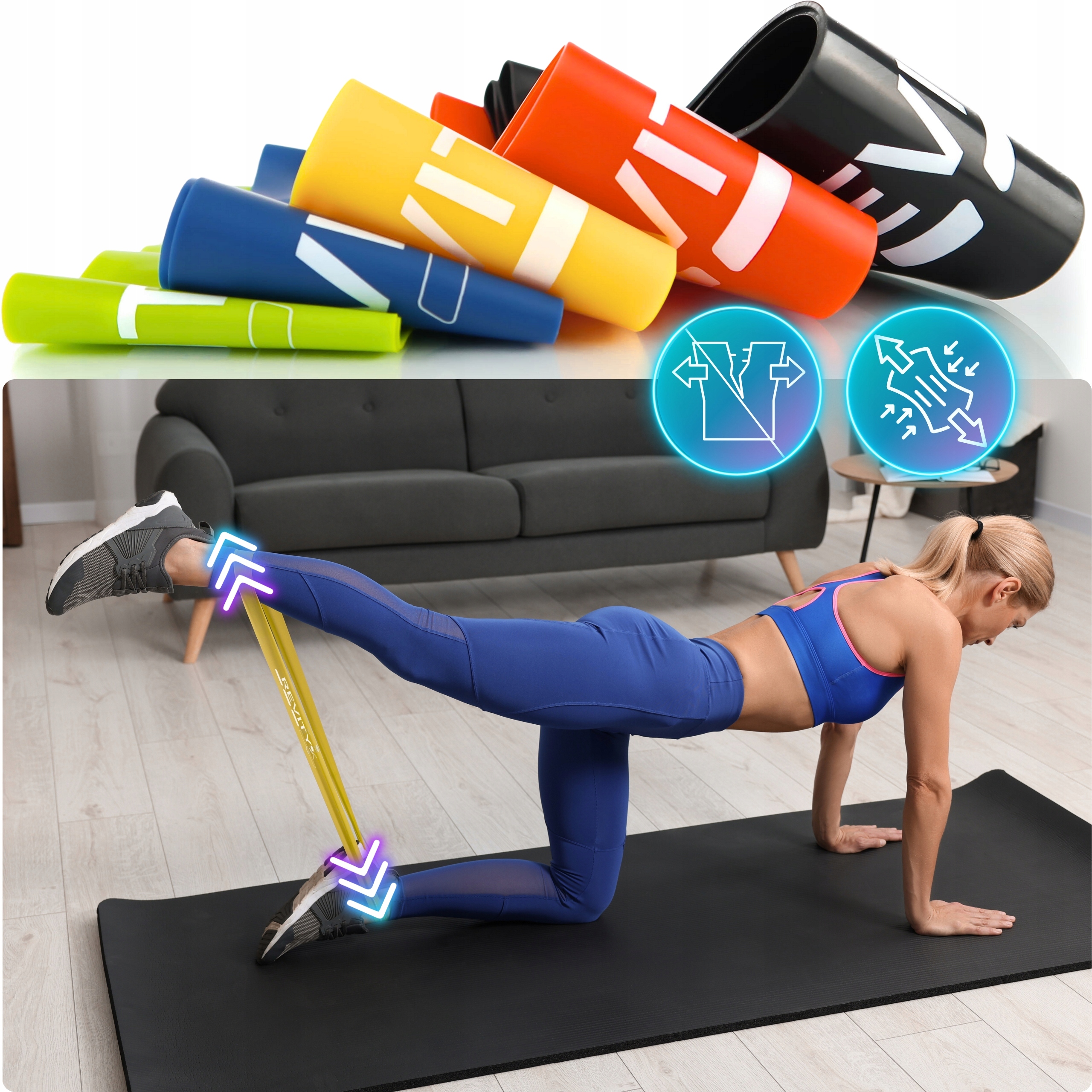 GUMY DO ĆWICZEŃ MINI BAND ZESTAW 5 GUM LATEKSOWYCH OPOROWE TAŚMY FITNESS Model Mini Bands