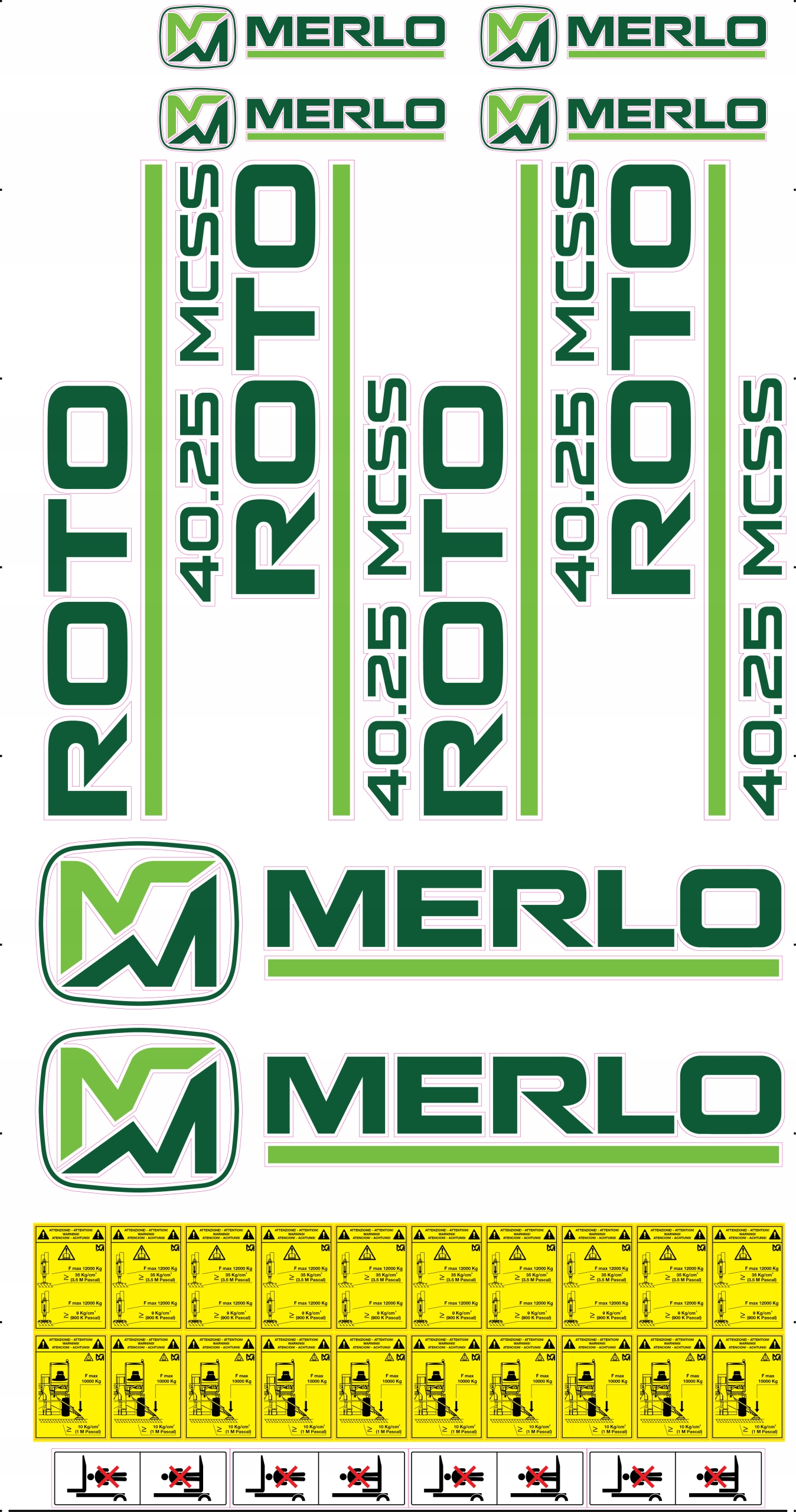 Набор наклеек MERLO ROTO 40.25 наклейка надписи