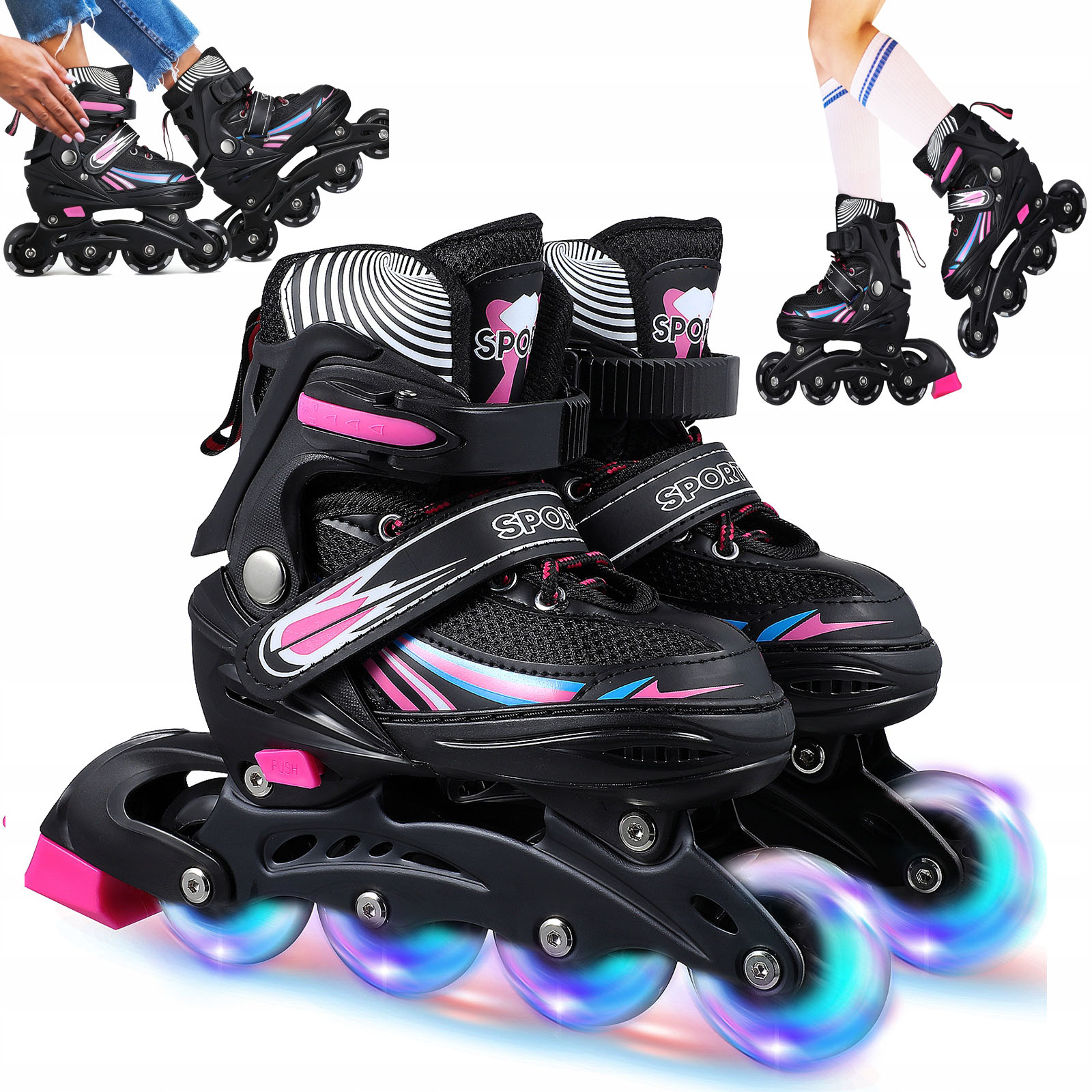 Rolki Inline Dla Mężczyzn Kobiet Dorosłych S(31-34) Rolki dla dzieci ABEC-7 86A