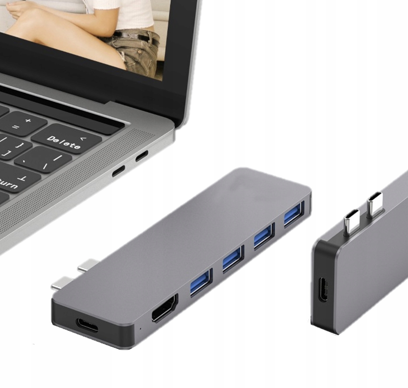 4Apple.pl HUB Adapter 2x USB-C HDMI 4x USB Macbook Pro Air M1 M2 M3 Długość 0 m