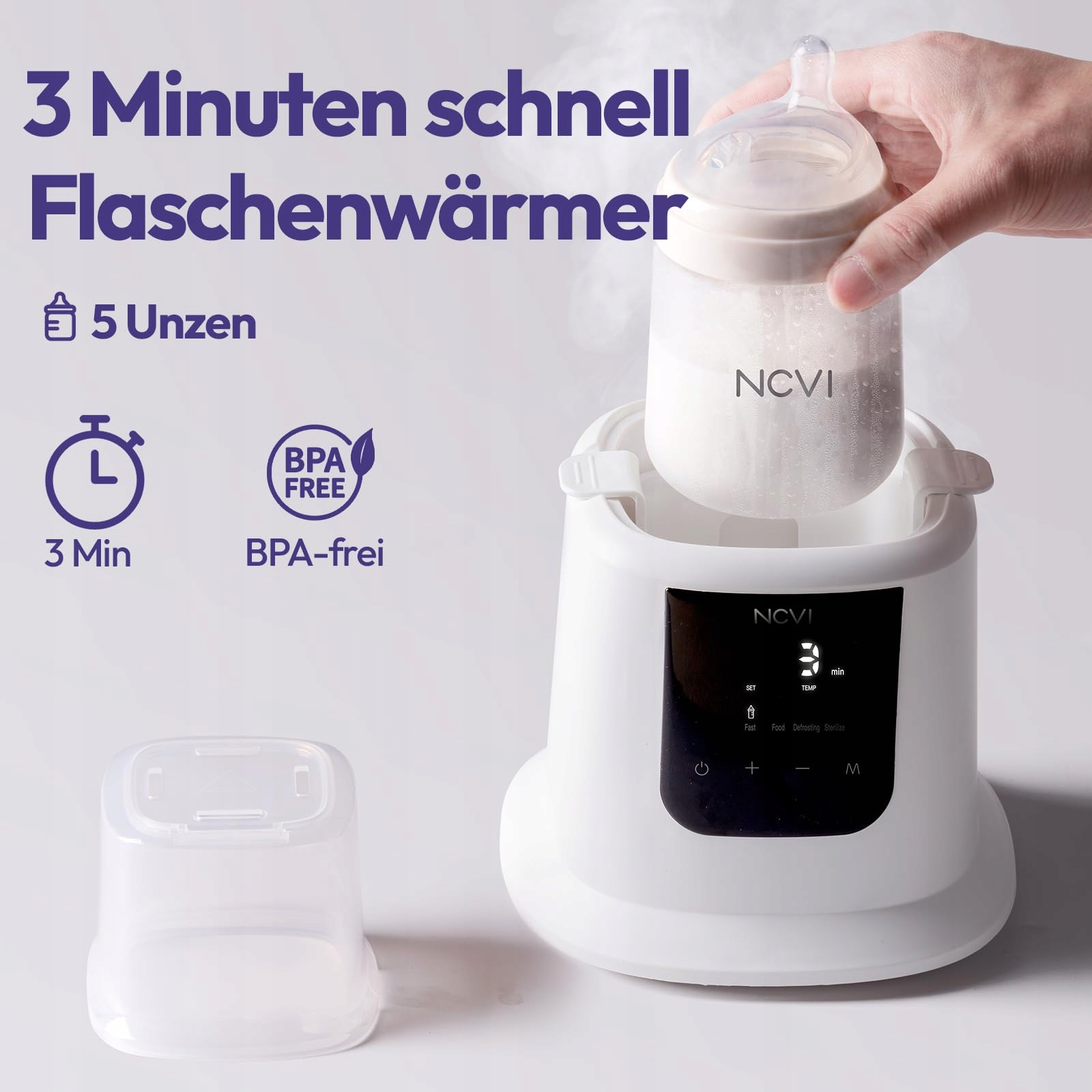 NCVI Podgrzewacz Do Butelek Dla Niemowląt LCD Sterylizacja Para Timer — miniatura 2