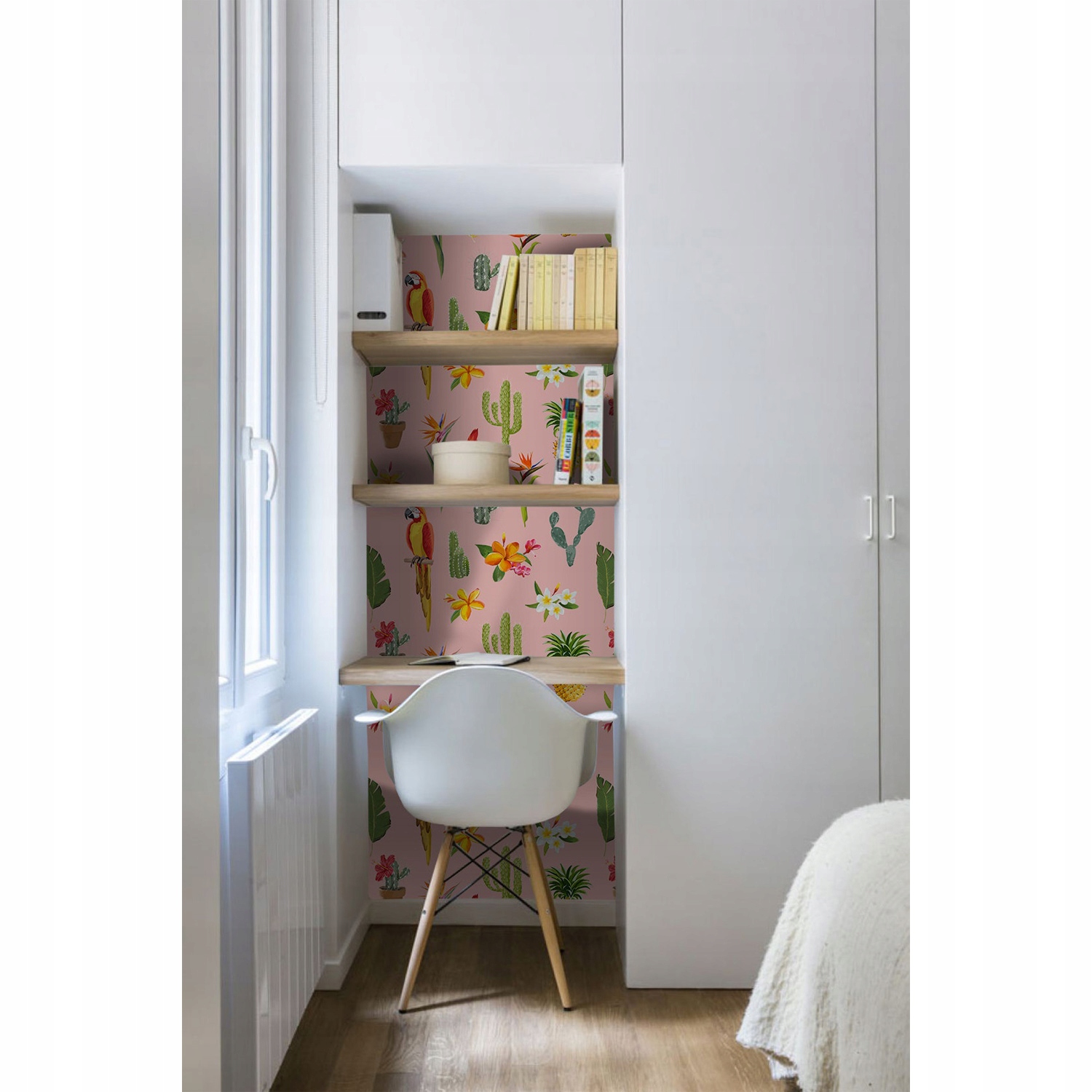 

Tapeta ścienna Papuga tropikalne kwiaty 250x104 cm