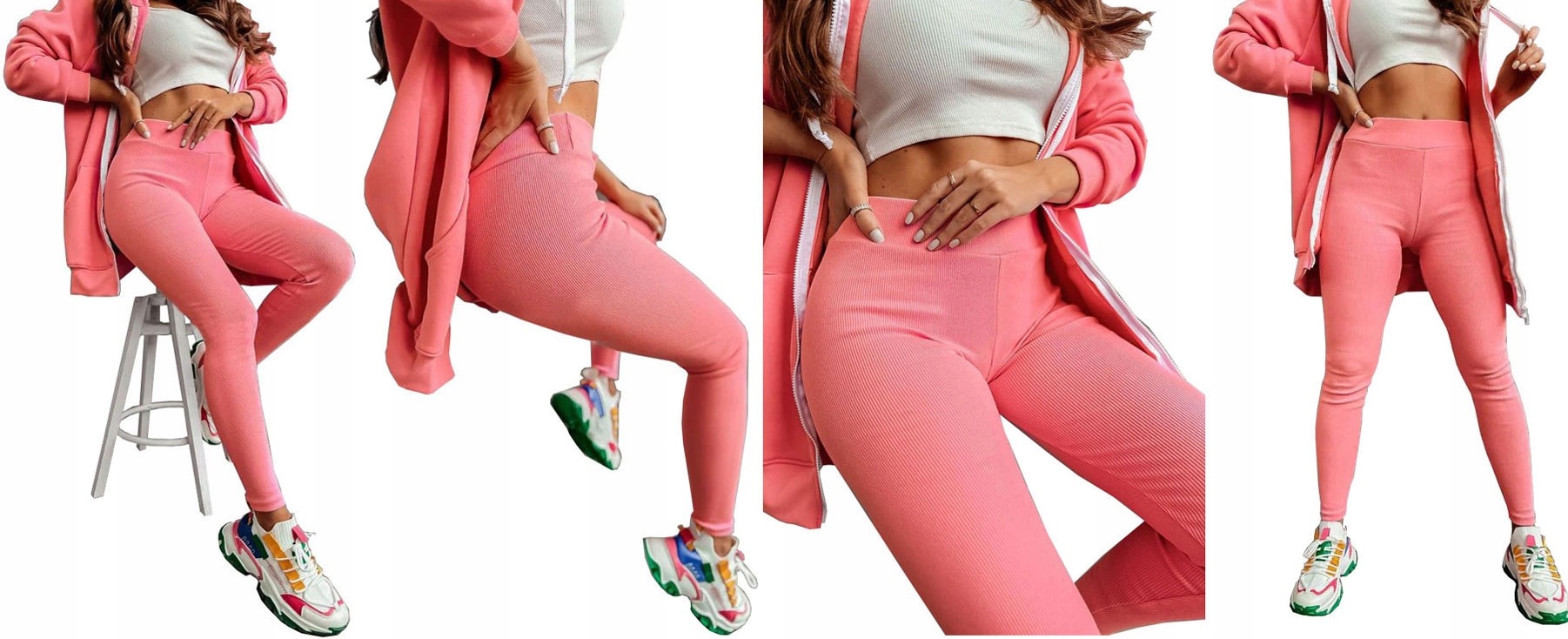 LEGGINSY PRĄŻKOWANE GETRY W PRĄŻKI SPODNIE RURKI S