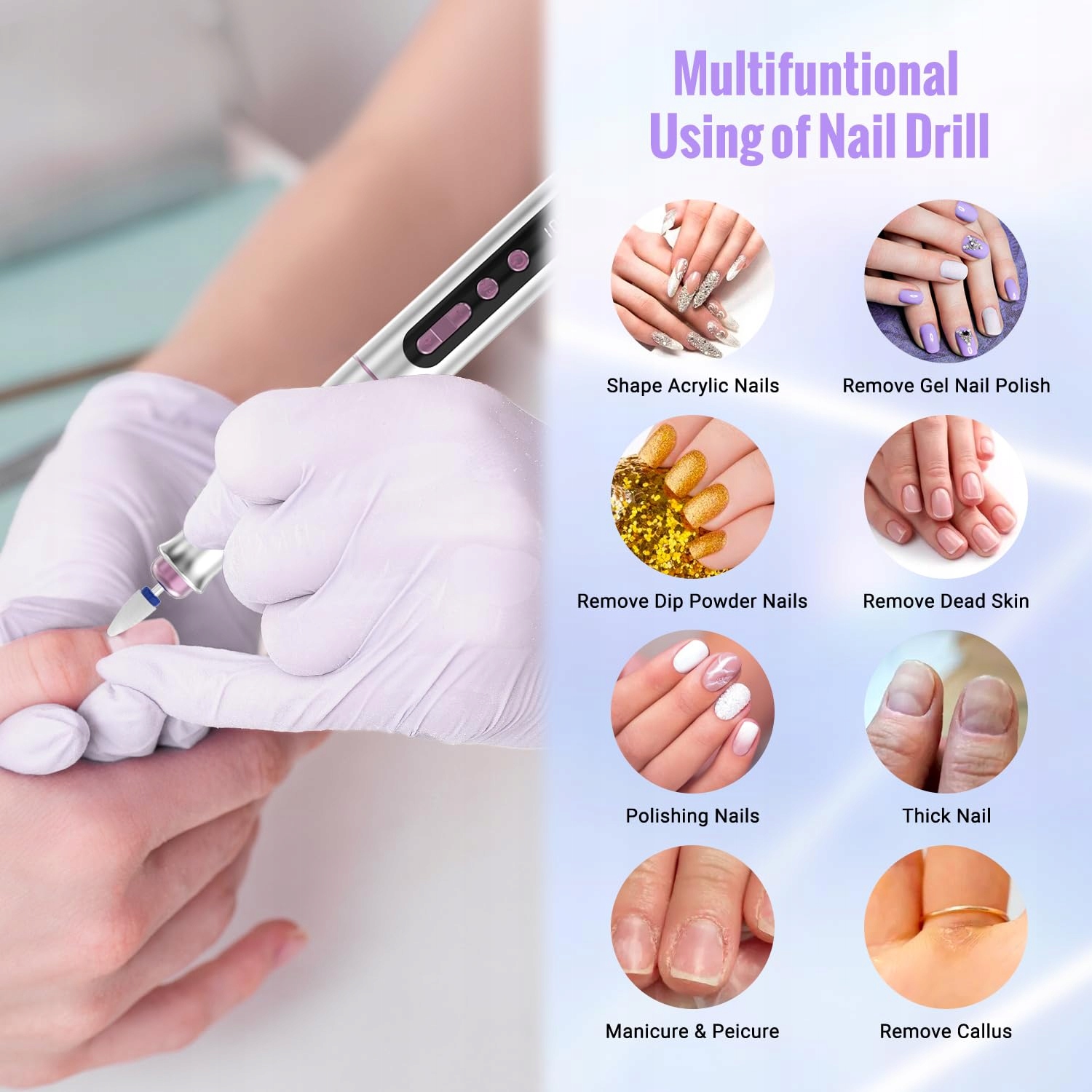 DENABUTY 13w1 Bezprzewodowa Frezarka 35000 obr/min Manicure Pedicure — miniatura 8