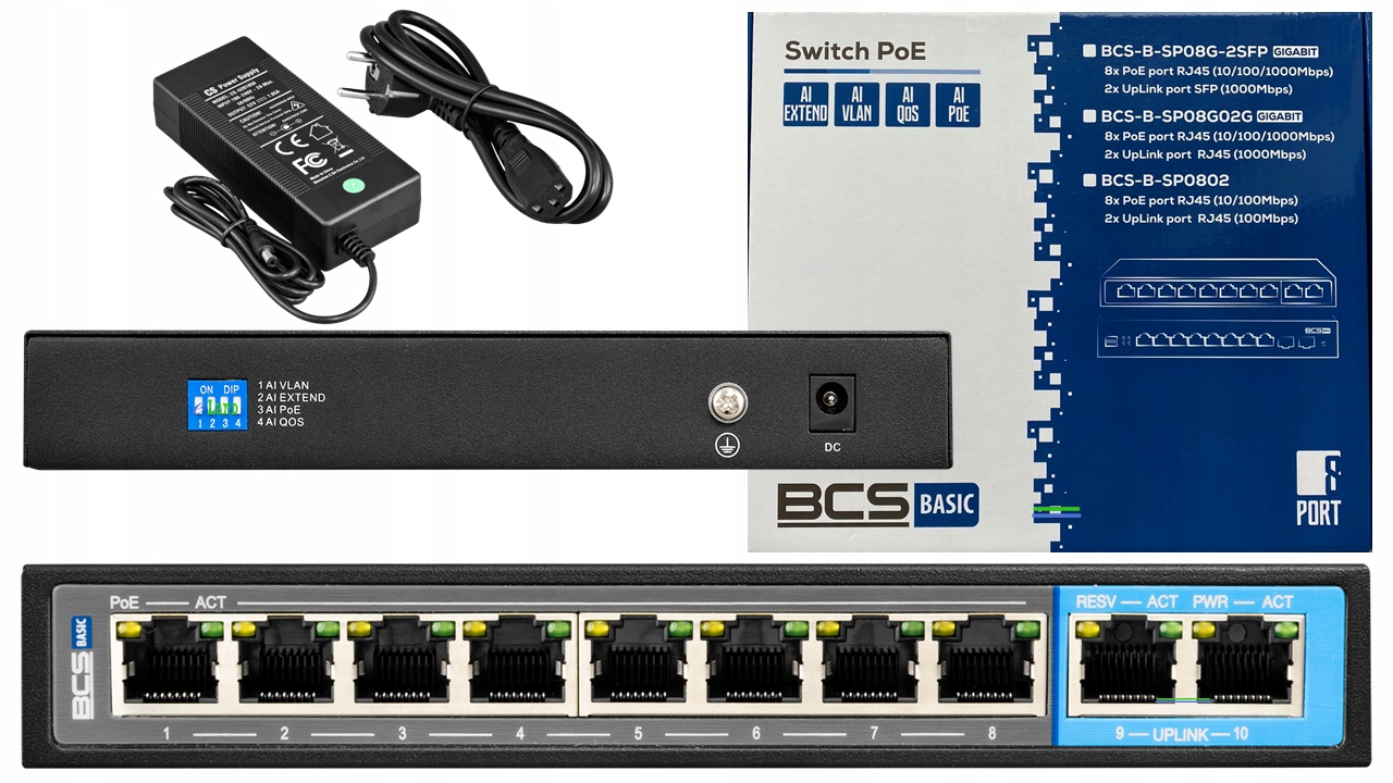 

Switch PoE dla 8 kamer Ip BCS-B-SP0802