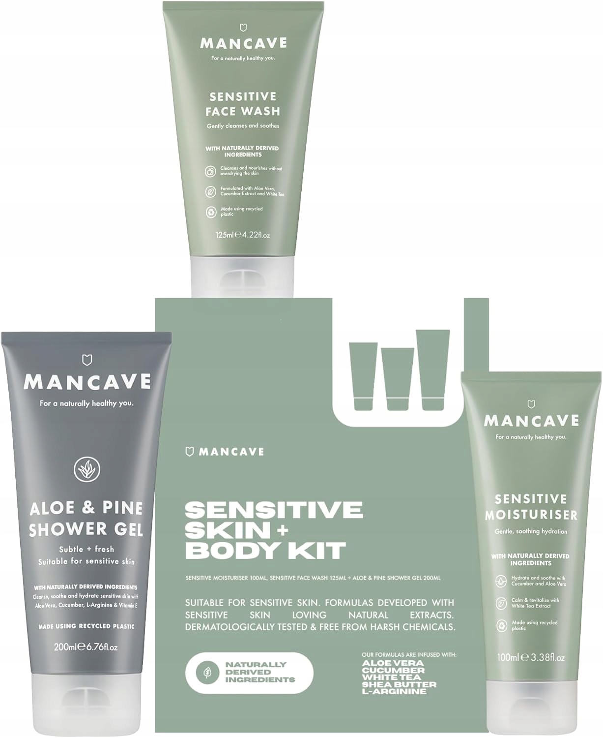 Dárková sada gelů Mancave Sensitive Skin and Body Kit pro muže