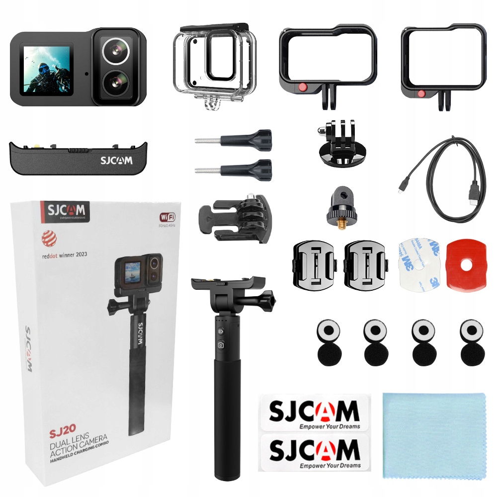 Športová kamera SJCAM SJ20 + akumulátorový držiak pre 4K kameru DUAL LENS PL