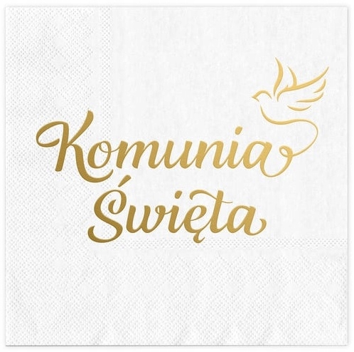 

Serwetki na stół komunijny 10sztuk Komunia złocone