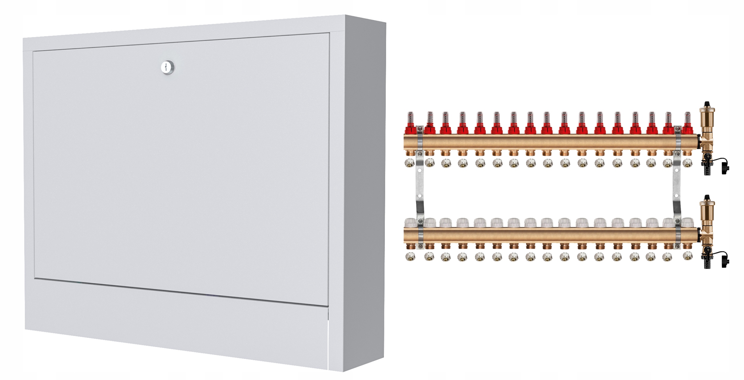 Mosazný Rozdělovač 17 Sekcí Spojky Nástěnná Skříňka
