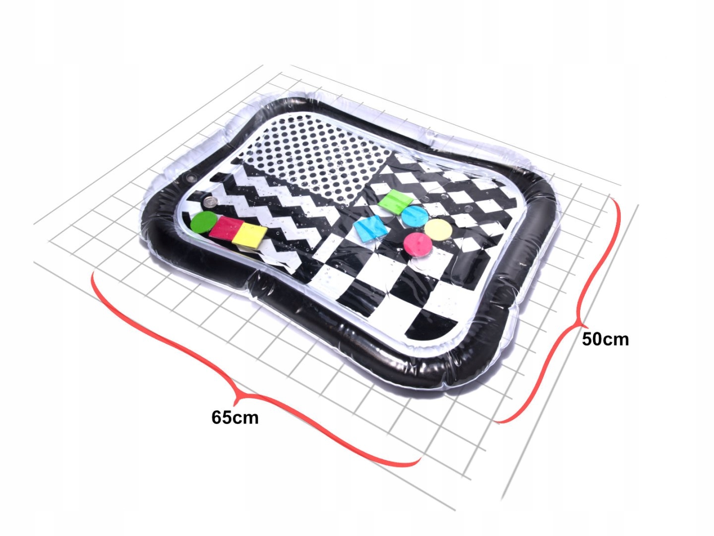 Mata wodna sensoryczna dmuchana dla niemowląt czarno-biała mix wzorów XXL 6 Wiek dziecka 0 +