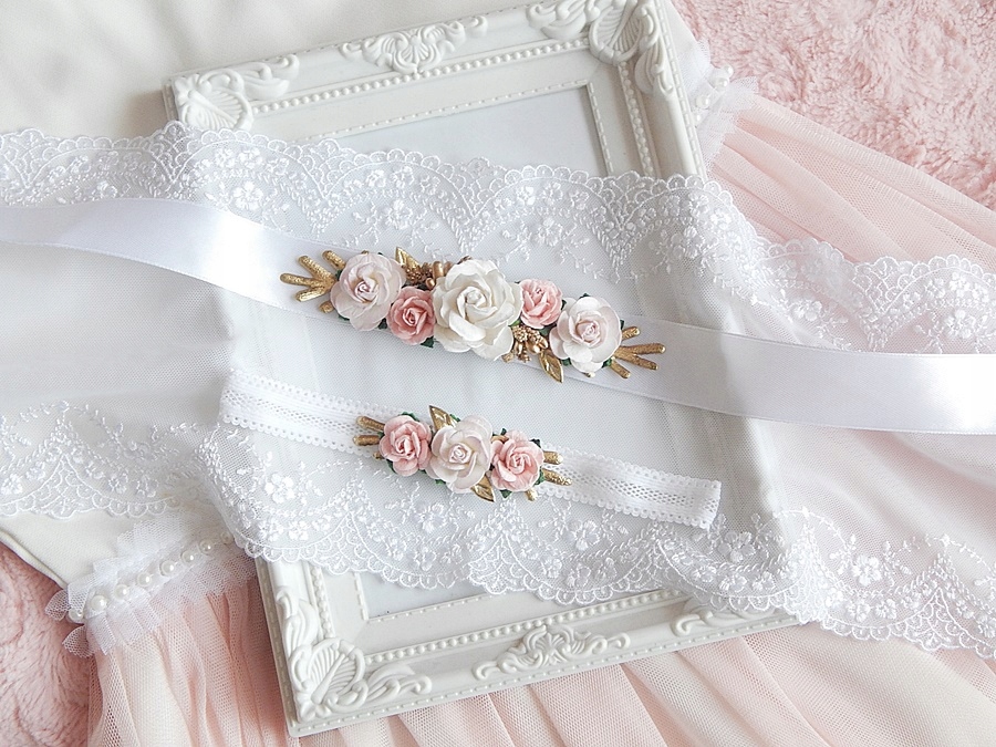 RÓŻANY pasek i opaska ZESTAW Marka bez marki